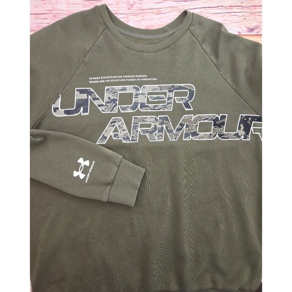 Under Armour Loose Fit Olive Green Crewneck Sweatshirt Large - Picture 3 of 8